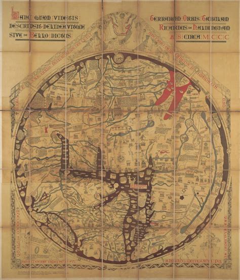 Antique Rare Hereford Mappa Mundi (1869 facsimile)Bartele Gallery