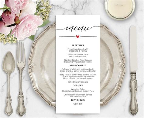 We Do Wedding Menu Template Diy Wedding Menu Template Etsy