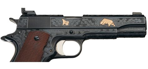 Engraved Colt Model 1911a1 Semi Automatic Pistol
