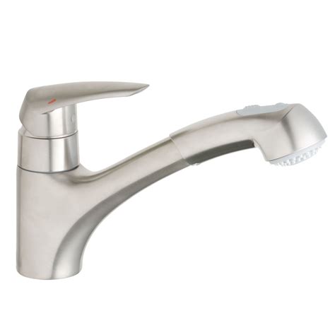 Turn on the water while the spray head is removed; Grohe Eurodisc Single Handle Single Hole Standard Kitchen ...