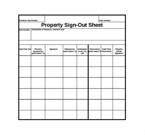 Inventory Sign Out Sheet Template Free Printable Templates