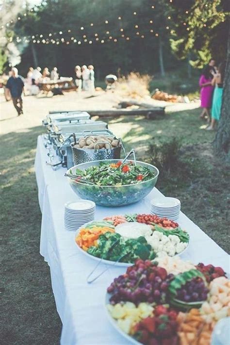 Rustic Barbecue Bbq Wedding Table With Vegetables And Salads Mireia