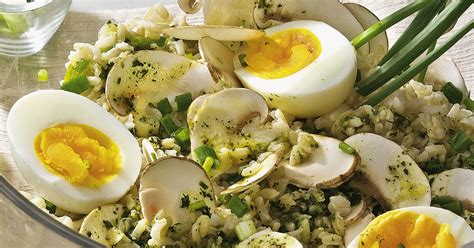 Reissalat mit Eiern und Champignons einfach lecker