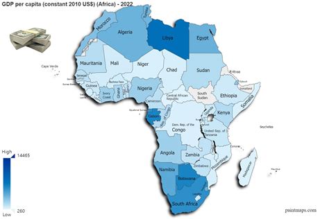 Gdp Per Capita Constant 2010 Usdollar On Africa Map