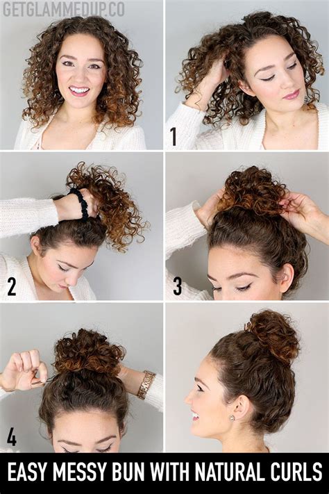 easy messy bun hairstyle tutorial for natural curls messy bun curly hair easy messy bun curly