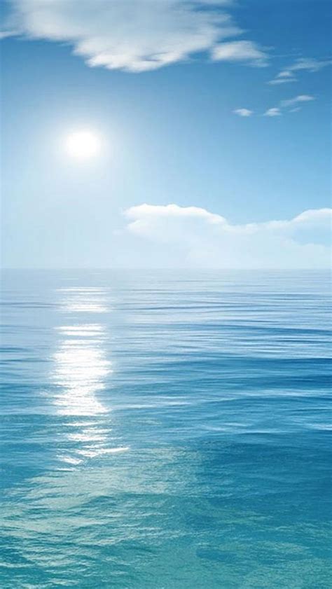 Bright Sunny Scene Over Ocean Iphone Wallpapers Free Download