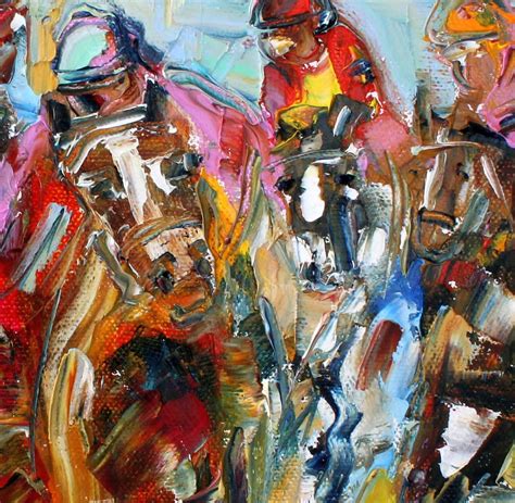 Kentucky Derby Painting Horse Race Art Original Oil Abstract Palette