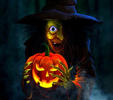 Download Jack O Lantern Witch Holiday Halloween Hd Wallpaper By