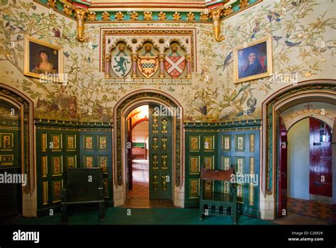 Rich Decoration In The Drawing Room At Castell Coch Cardiff Wales Uk
