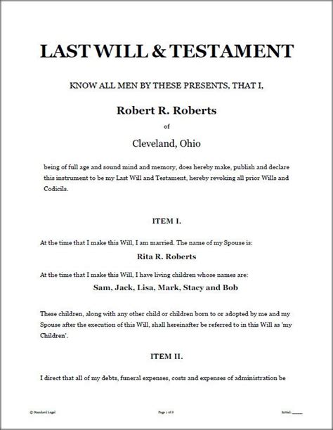 Free Printable Will Template Fresh Last Will And Testament Template