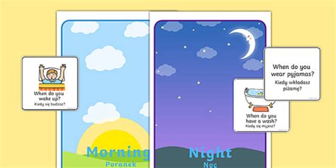 Morning And Night Sorting Activity Polish Translation Morning And Night