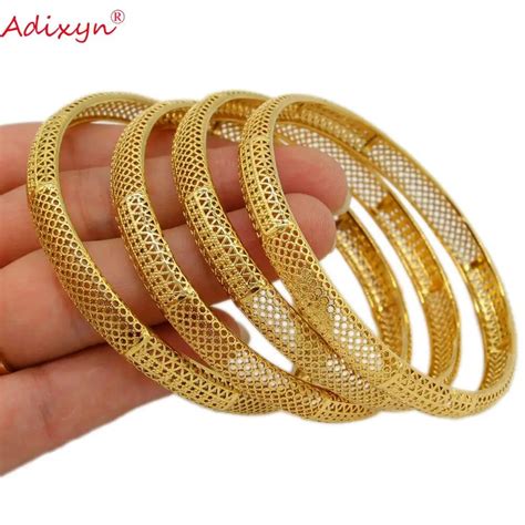 Adixyn 4pcslot 24k Gold Color Bangle For Women Girls Indiadubai Bracelets And Bangles Female Cut