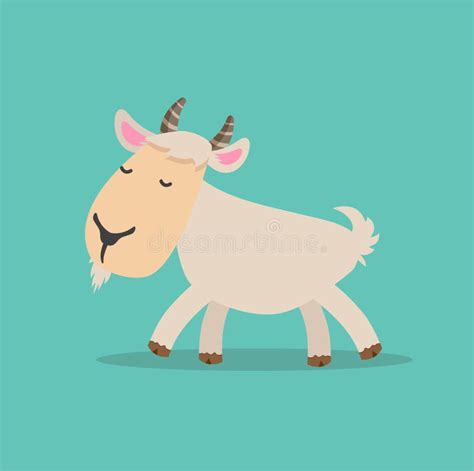 Adorable Funny Goat Cartoon Flat Stock Vector Illustration Of Cartoon
