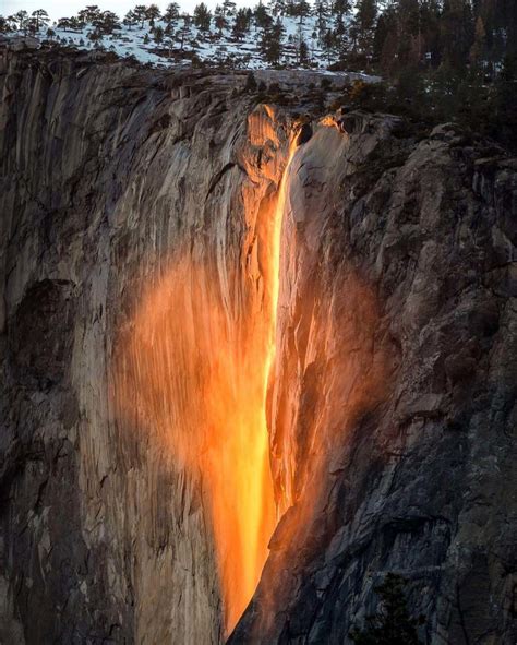 “firefall” At Horsetail Waterfall In Yosemite National Park Unusual