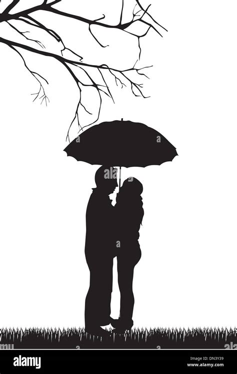 Couple Under Umbrella Stock Vector Image And Art Alamy