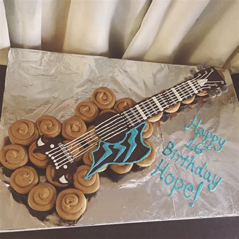 Guitar Cupcake Cake Guitar Birthday Cakes Cupcake Cakes Pull Apart