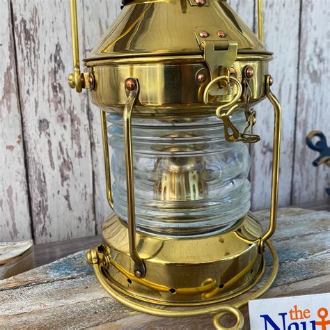 Vintage Brass Ship Anchor Lantern Polished Finish Nautical Oil