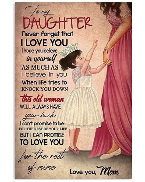 To My Daughter Never Forget That I Love You I Hope You Etsy Mommy