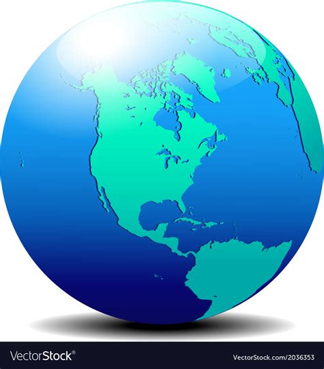 North And South America Map Of The World Globe Vector Image