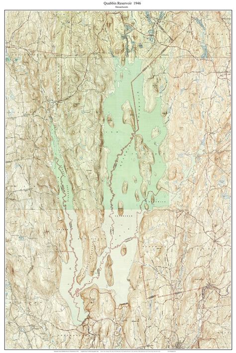 Quabbin Reservoir 1946 Custom Usgs Old Topo Map Massachusetts Old