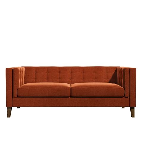 Orange Velvet 3 Seater Sofa With Buttoned Back Bailey Furniture123