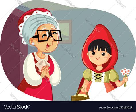 Little Red Riding Hood Visiting Her Grandmother Vector Image