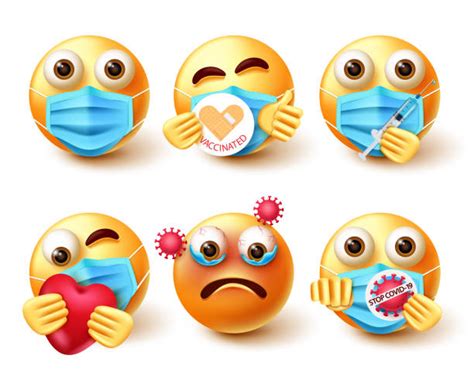 Emoji Covid 19 Smiley Vector Set Smiley 3d Emojis In Safety Guidelines