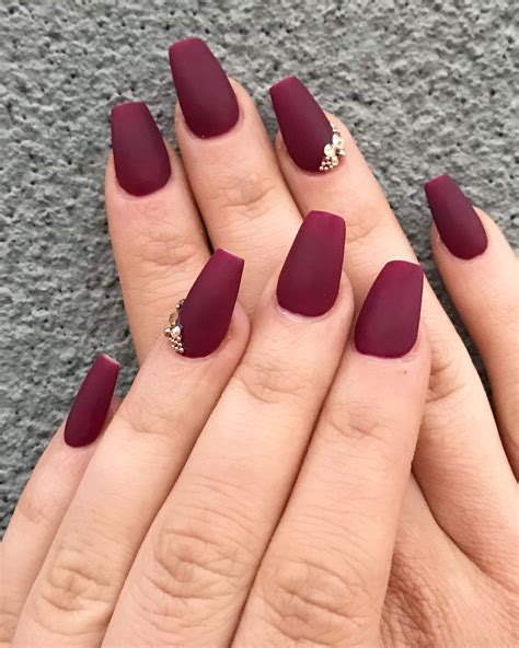 deep red dark red nails coffin add some floral touch to your ring finger pic isto