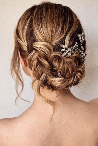 Wedding Hairstyles For Thin Hair Low Updo With Braids And