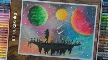 Disini aku menggunakan greebel oil pastel dan greebel artist oil pastel. Gradasi Warna Langit Malam Menggunakan Crayon - Moa Gambar