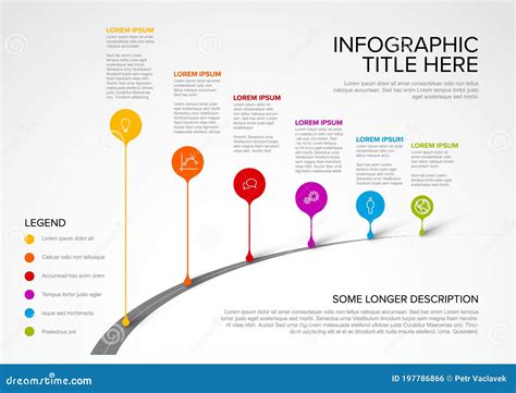 Infographic Timeline Template With Pointers On The Road Stock Vector
