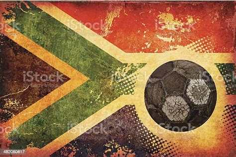 Bendera Afrika Selatan Dan Sepak Bola Lama Ilustrasi Stok Unduh