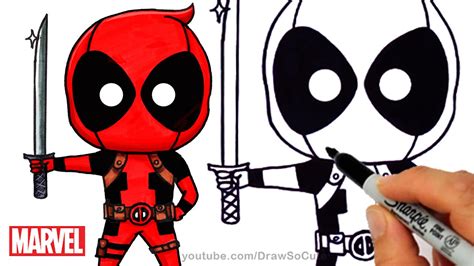How To Draw Color Deadpool Chibi Step By Step Marvel Superhero Youtube