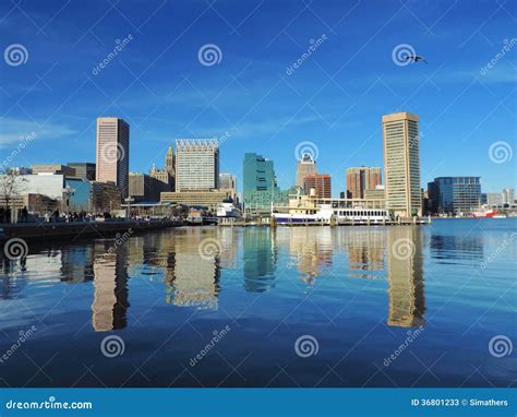 Downtown Baltimore Skyline On The Inner Harbor Editorial Stock Photo