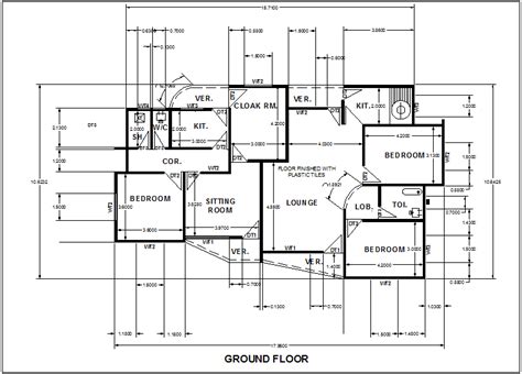 Ground Floor Design Of House With Dimension Dwg File Cadbull