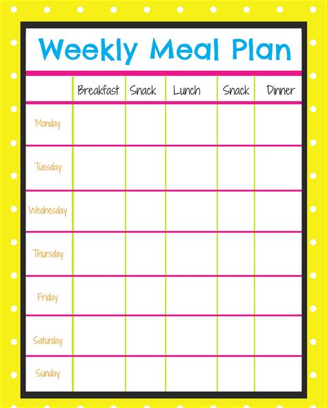 Printable Menu Planner Free Weekly Meal Planner Horizontal Monday Start Pdf Printable