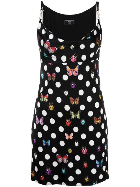 Versace X Dua Lipa Polka Dot Butterfly And Ladybird Short Dress In