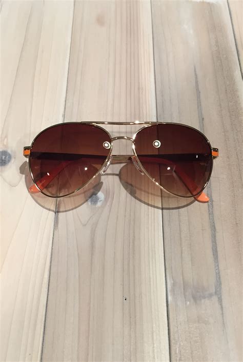 Wanna Have Fun Orange Aviator Sunglasses Social Butterfly Couture