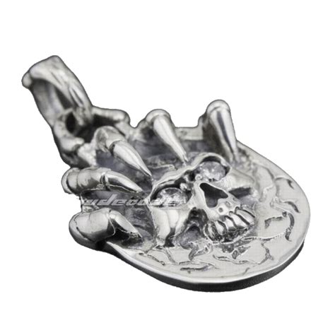 Large Sterling Silver Skull Pendant Full Silver