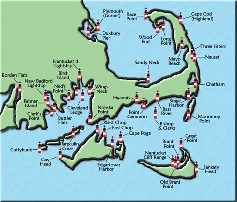 Massachusetts Lighthouse Map