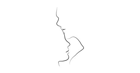 Forehead Kiss Line Drawing Kissing Couple Drawing Pin Teepublic