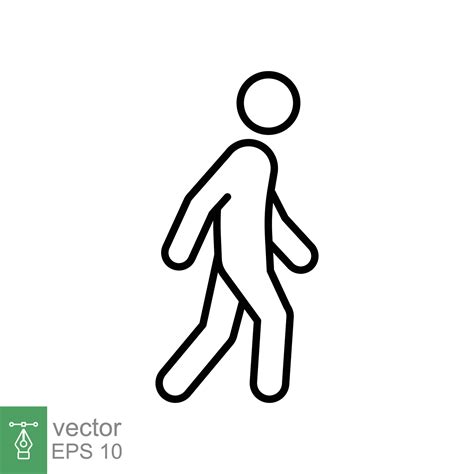 Walk Line Icon Simple Outline Style Pedestrian Man Pictogram Human