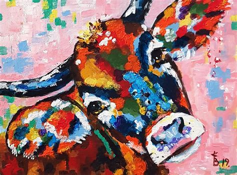 Cow Acrylic Painting Abstract Face Cow Art Animal Farm