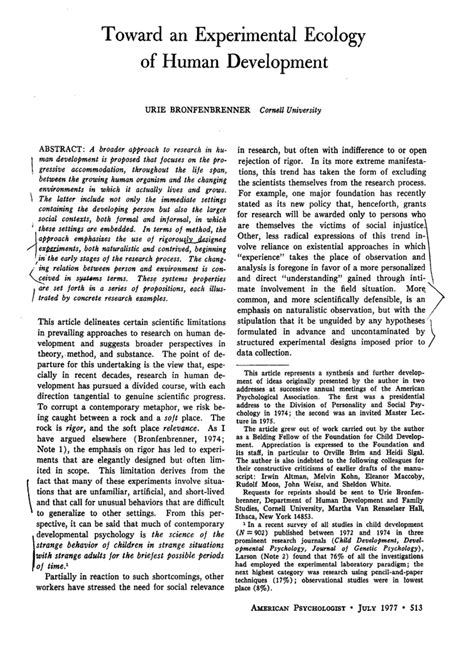 toward an experimental ecology of human development