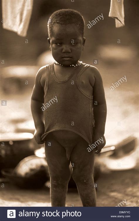 Abandoned African Alone Black Boy Child Emotion Expression Face Stock