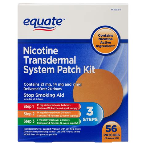 Equate Transdermal System Nicotine Patch 3 Step Kit 56 Count