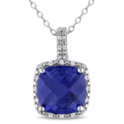 Shop Miadora Sterling Silver Created Blue Sapphire And 1 10ct TDW