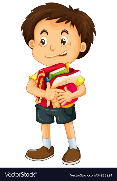 Boy Holding School Bag Royalty Free Vector Image