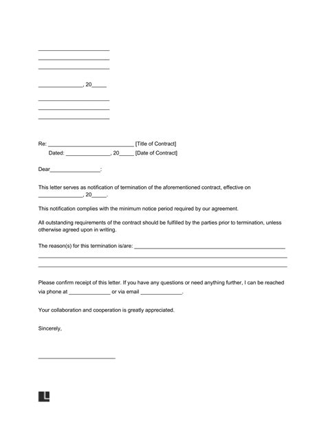 Free Contract Termination Letter Template Printable Form Templates