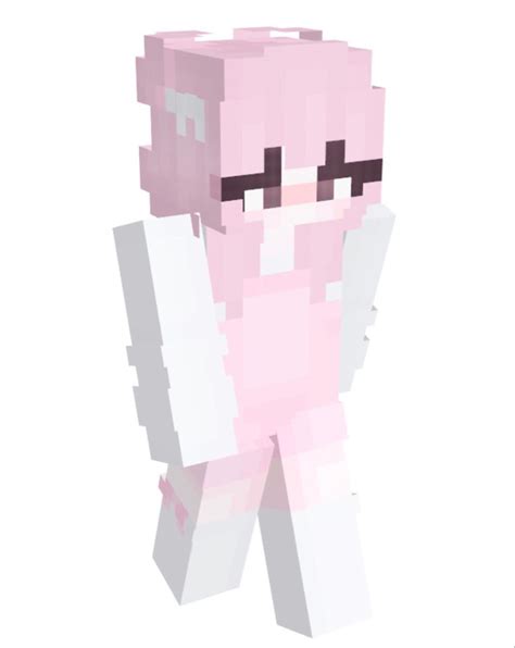 An Image Of A Pink And White Minecraft Character